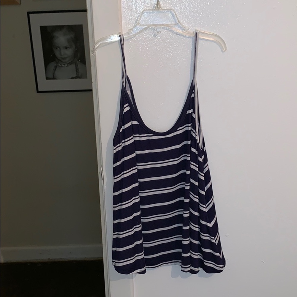 Blue and white striped tank